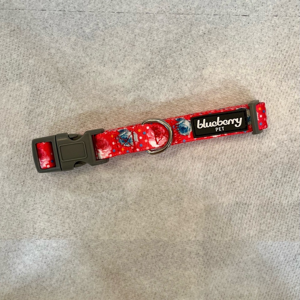 NWOT Blueberry Pet Red Floral Dog Collar